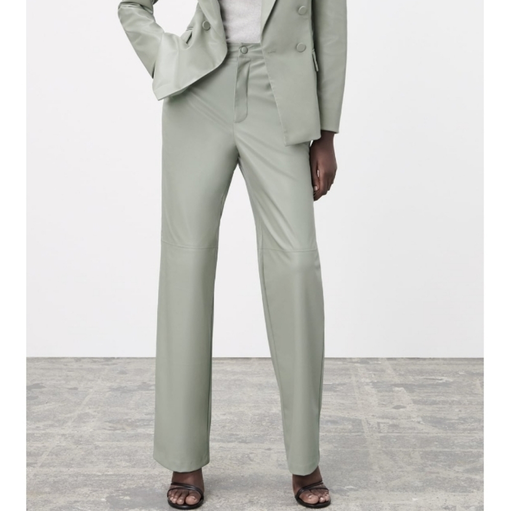 ZARA faux Leather straight leg pants  Sz-L